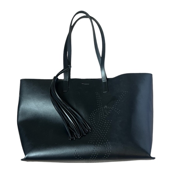 Yves Saint Laurent Monogram Black in Leather Tote Bag - Picture 2 of 12